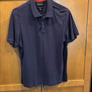 Banana Republic Dark Blue Polo with Red Pattern
